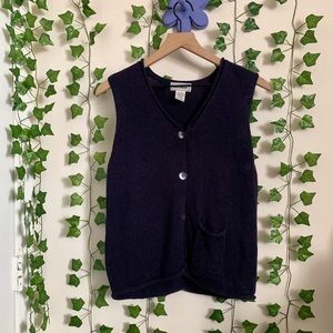 Vintage Navy Knit Vest Medium